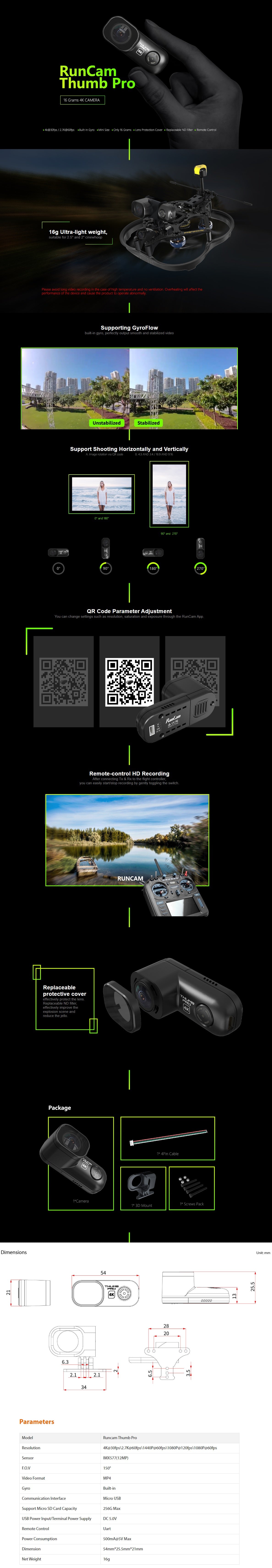 RunCam Thumb Pro W 4K Mini Action Camera