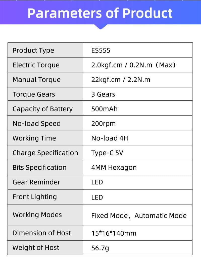 Sequre ES555 Kit Electric Screwdriver Kit