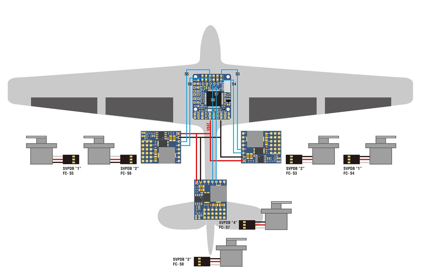 Matek Servo PDB with 4A BEC, 5.5-36V to 5-8.2V