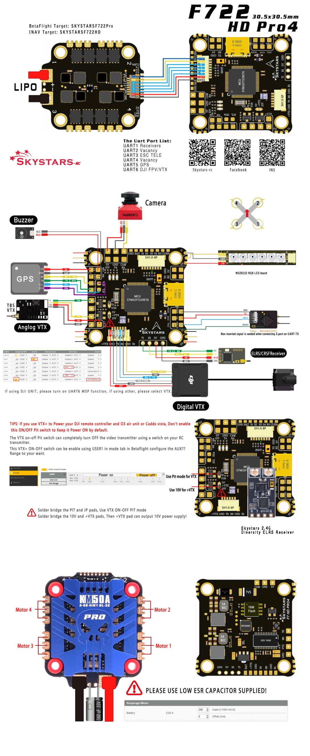 SkyStars F722 HD Pro 4 Flight Controller 3-6S 30x30