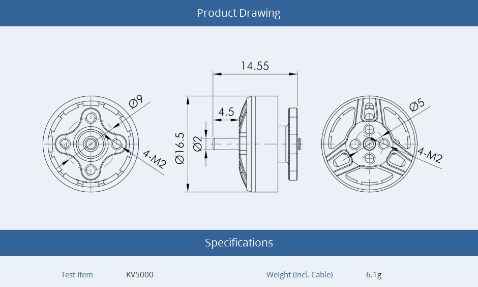 Tmotor F1303 5000kV Micro Motor