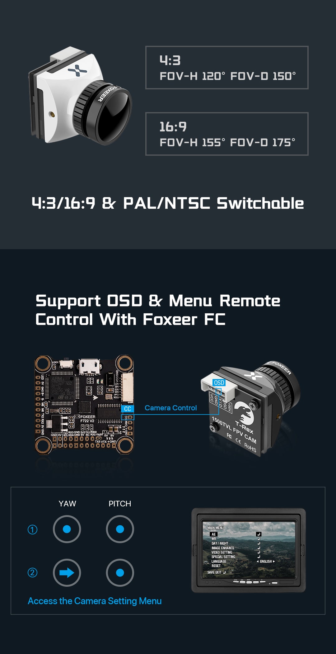 Foxeer T-Rex Micro 1500TVL 1.7mm FPV Camera