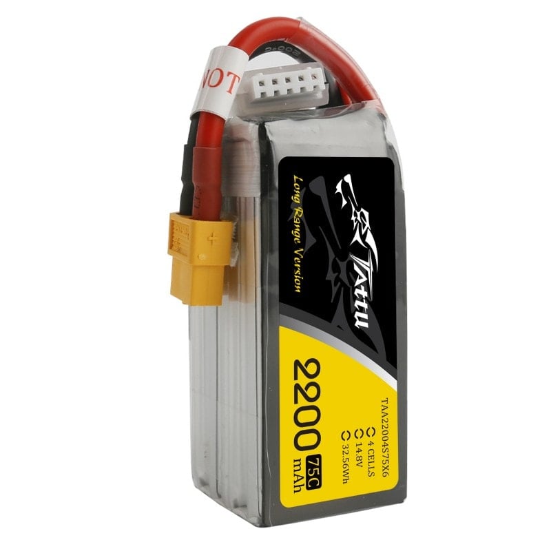 Tattu 2200mAh 14.8V 75C 4S1P Long Range Lipo Battery Pack