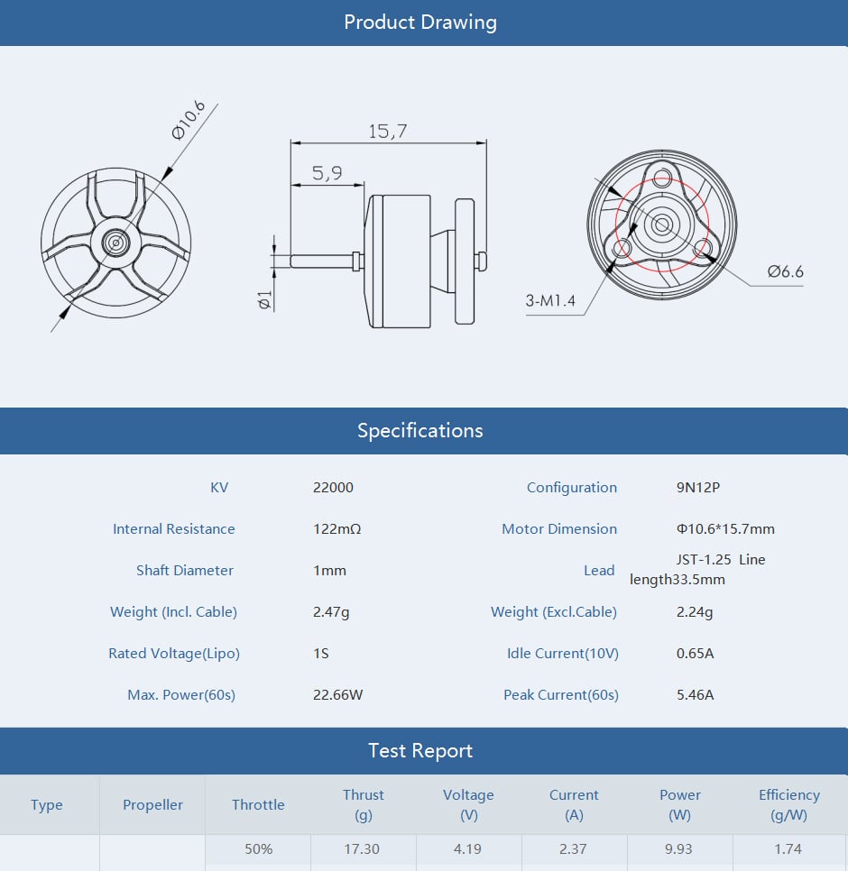 Tmotor M0803 Brushless Whoop 1S Motor
