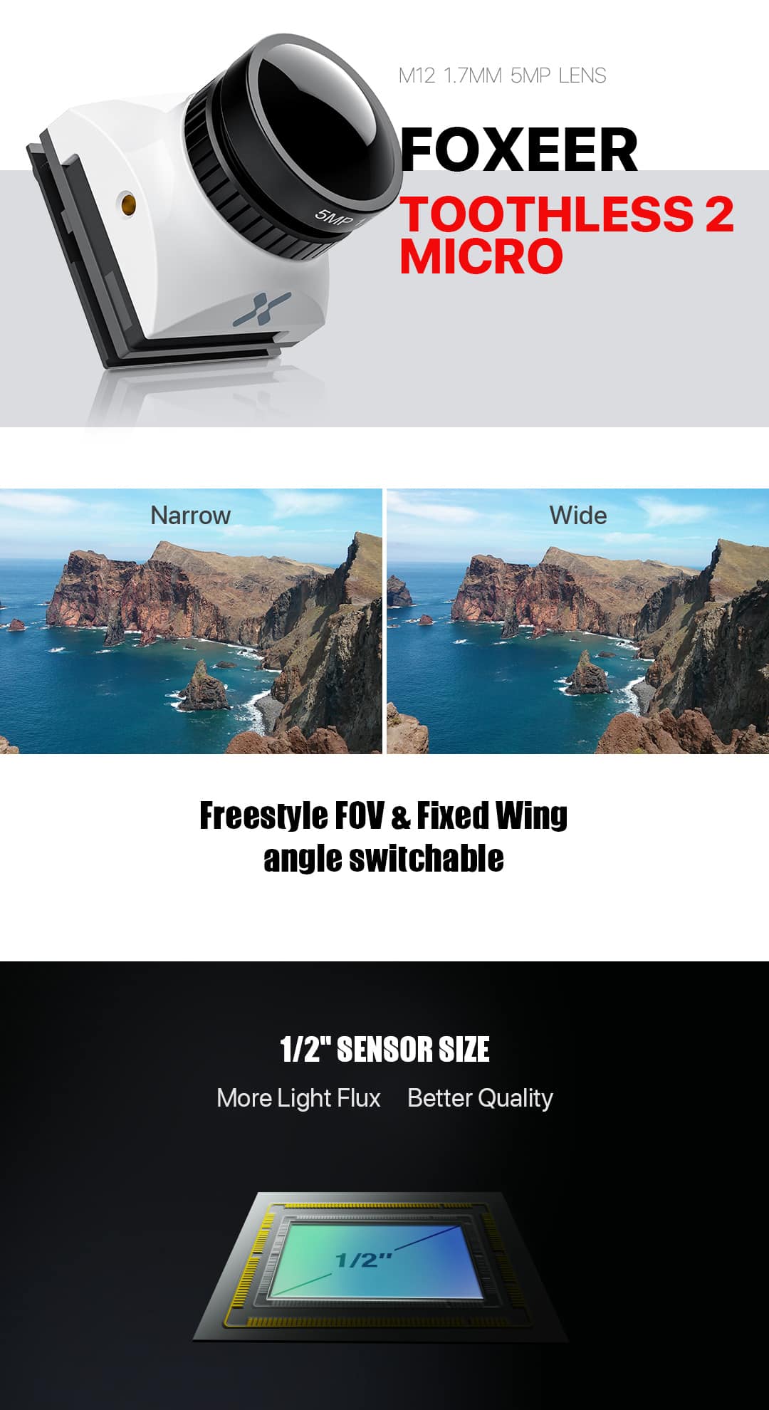 Foxeer Toothless 2 Micro FPV Camera (M12 1.7mm)
