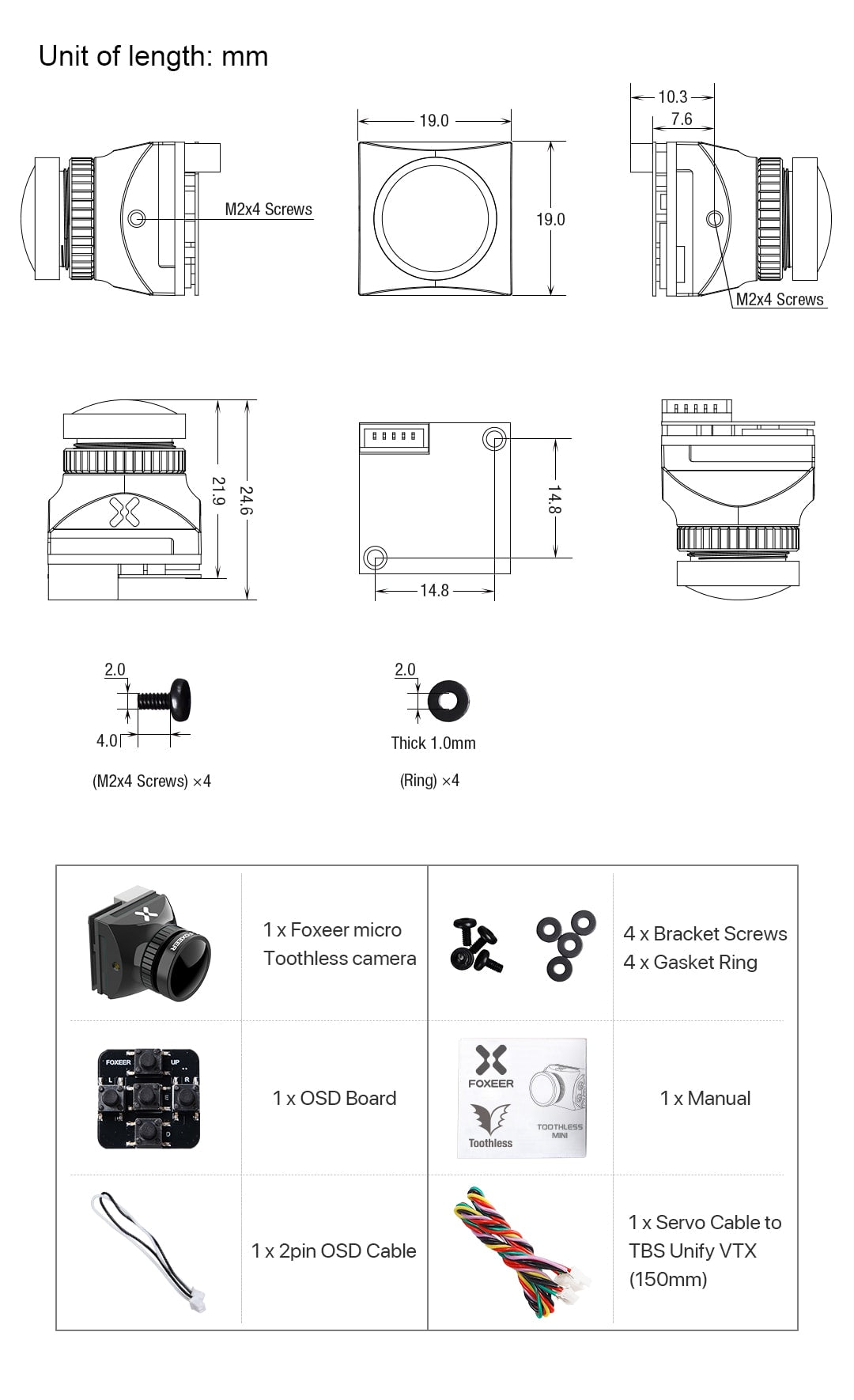 Foxeer Toothless 2 Micro FPV Camera (M12 1.7mm)