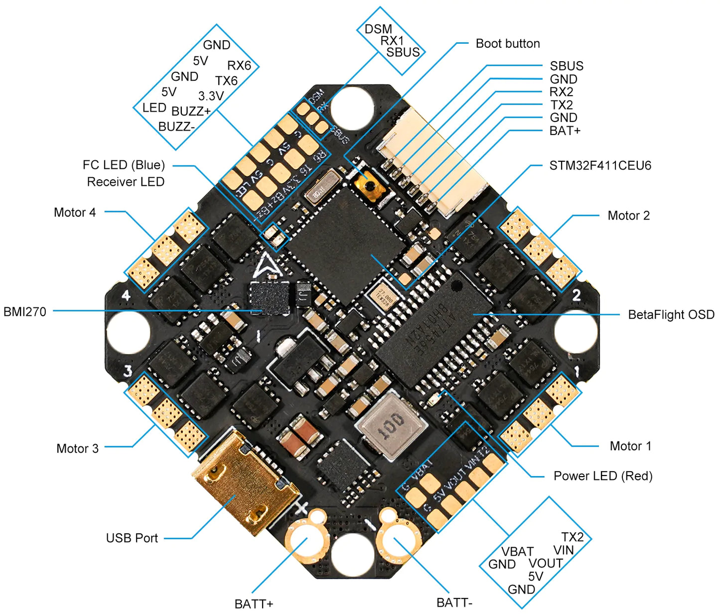 BetaFPV Toothpick 20A F411 4S AIO Flight Controller V5