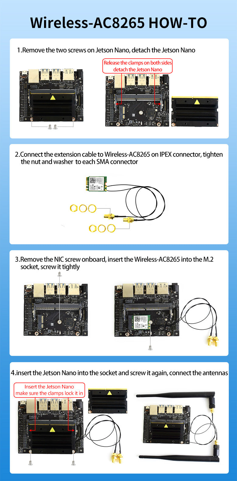 AC8265 Wireless ac module for Jetson Nano, WiFi / Bluetooth