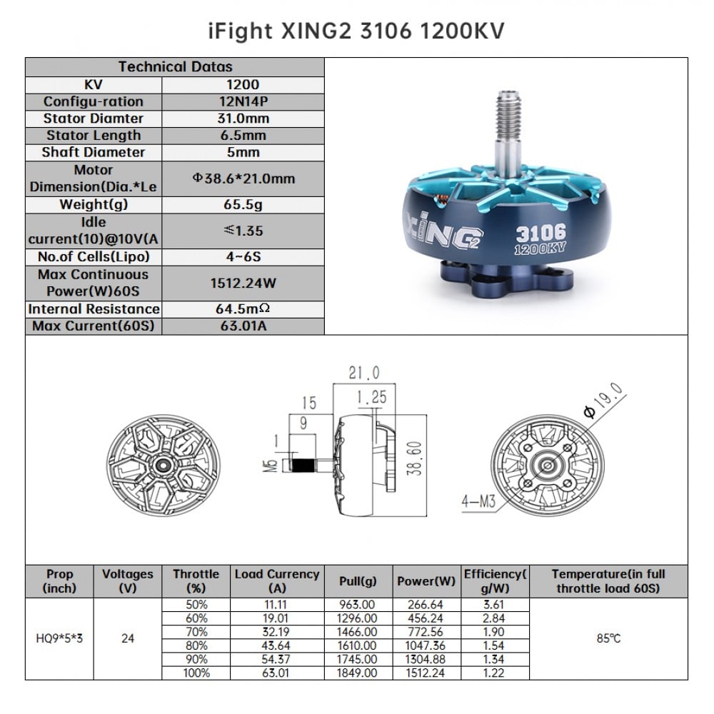 iFlight XING2 3106 FPV Unibell Motor 1200kV / 1500kV