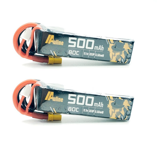 2pc AuLine 500mAh 3S 11.1V 80C XT30 Lipo Battery for Toothpick
