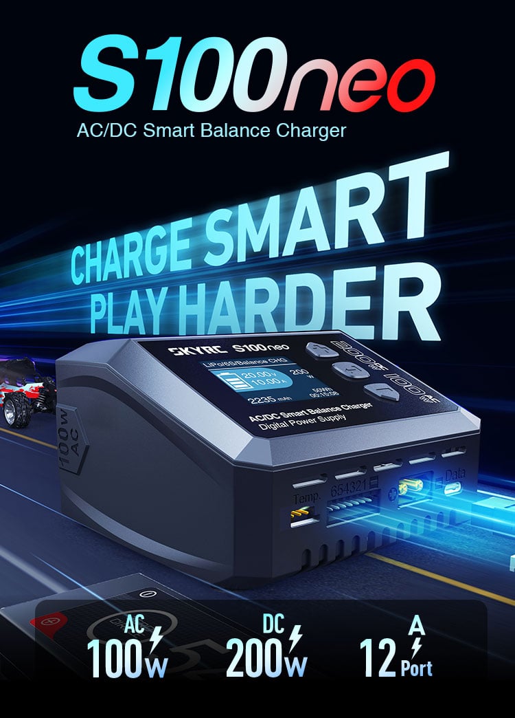 SKYRC S100neo AC100W/DC200WDual Channel Lipo Charger