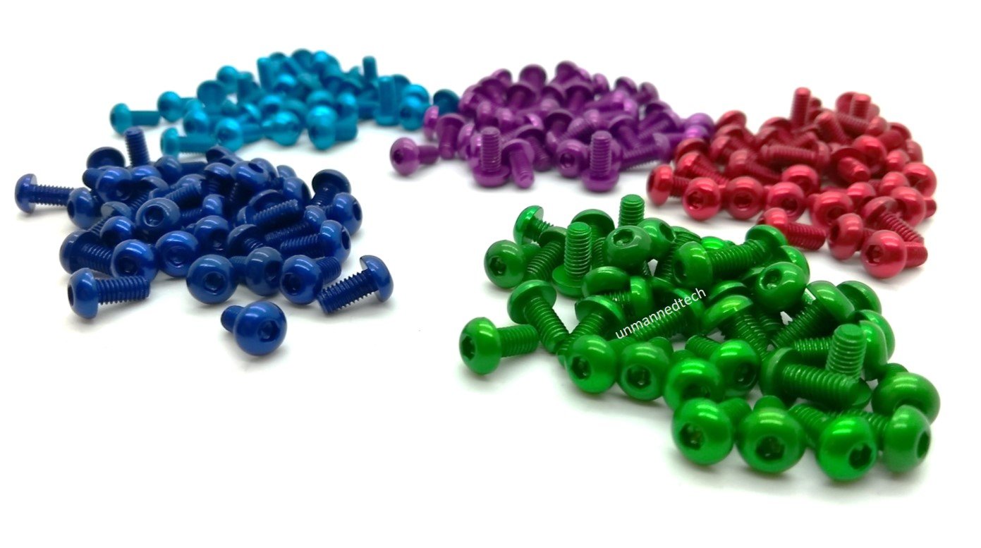 DroneBuildr Coloured 6061 Aluminium M3 Button Head Screw Pack (10pcs)