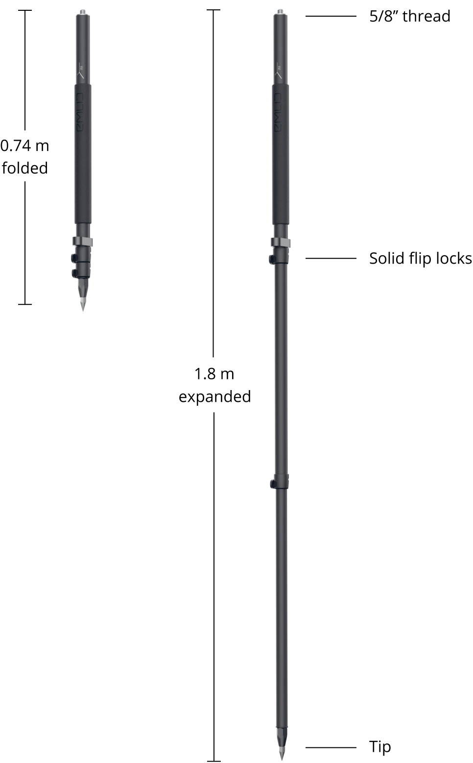 Emlid Reach Survey Pole w/ Smartphone Mount