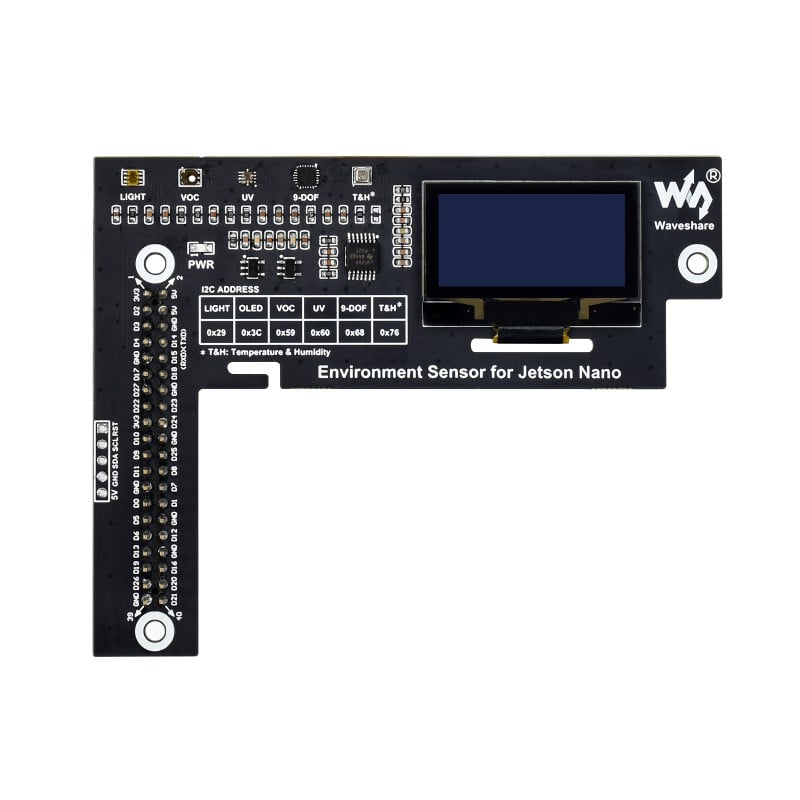 Environmental Sensor Module for Jetson Nano, I2C Bus, with 1.3inch OLED Display
