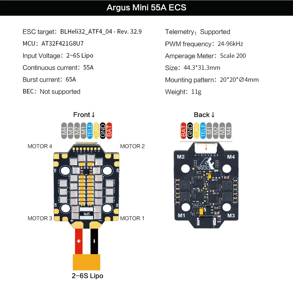 Axisflying Argus Mini 55A 4in1 ESC AM32