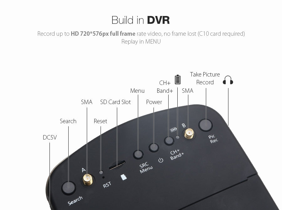 EV800D FPV True Diversity FPV Goggles w/ DVR
