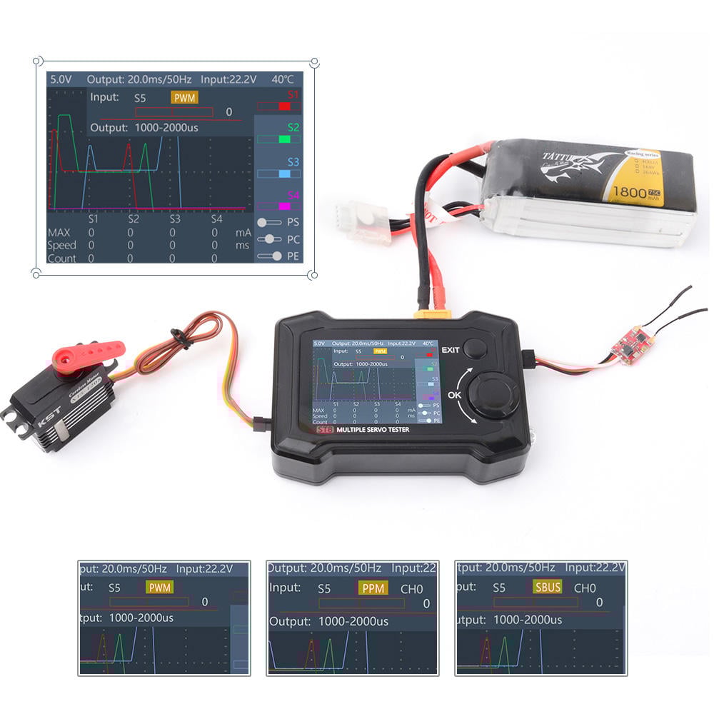 ToolKitRC - ST8 Advanced Servo tester 2.4" TFT 7-28v Sbus PPM 500-2500us