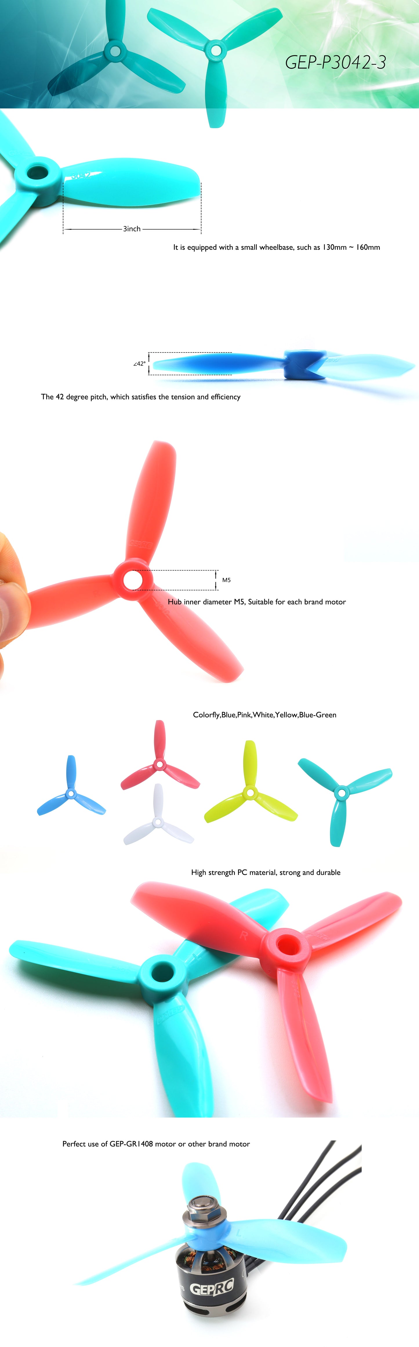 GEPRC 3042 Tri-Blade Propeller Pack (10 pairs)