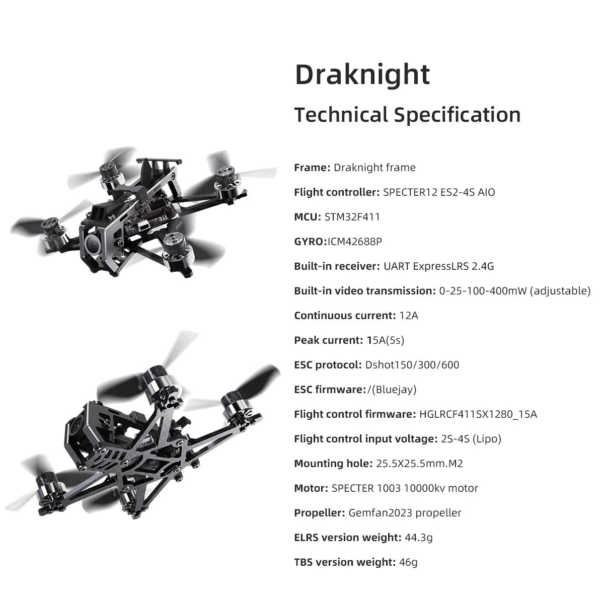 HGLRC Draknight 2-inch toothpick Fpv drone (ELRS)