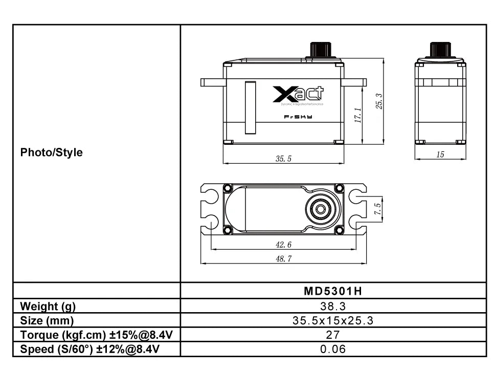 FrSky Xact MD5301H MIDI HV 8.4V Servo