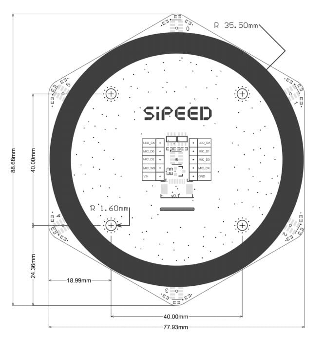 Sipeed 6+1 Microphone Array for MAiX Dock/Go/Bit