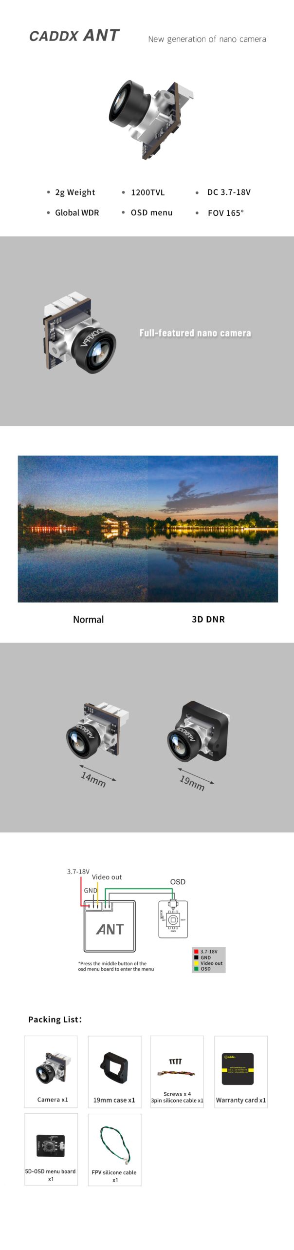 Caddx Ant 1200TVL Nano FPV camera
