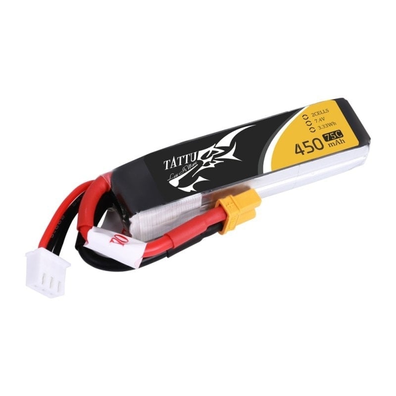 Tattu 450mAh 2S 75C 7.4V Lipo Battery Pack (XT30) BetaFPV