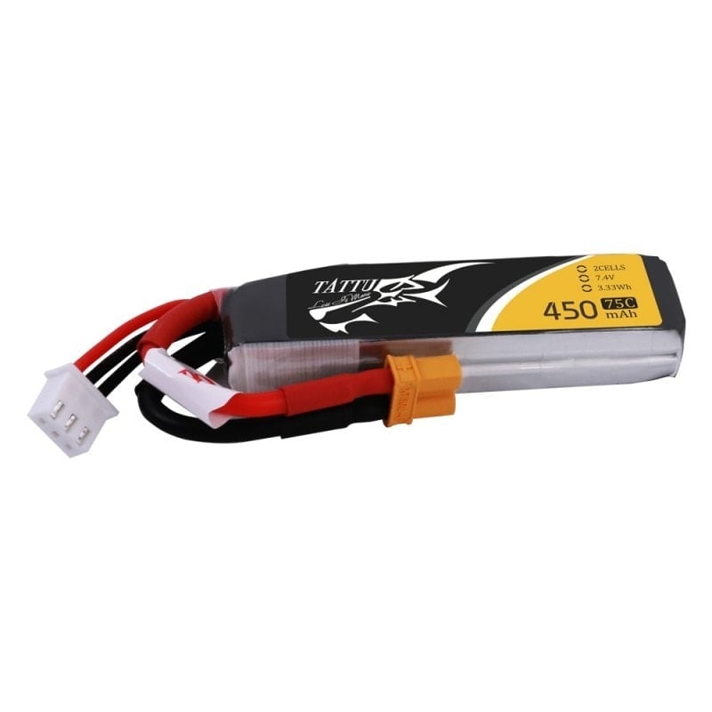 Tattu 450mAh 2S 75C 7.4V Lipo Battery Pack (XT30) BetaFPV