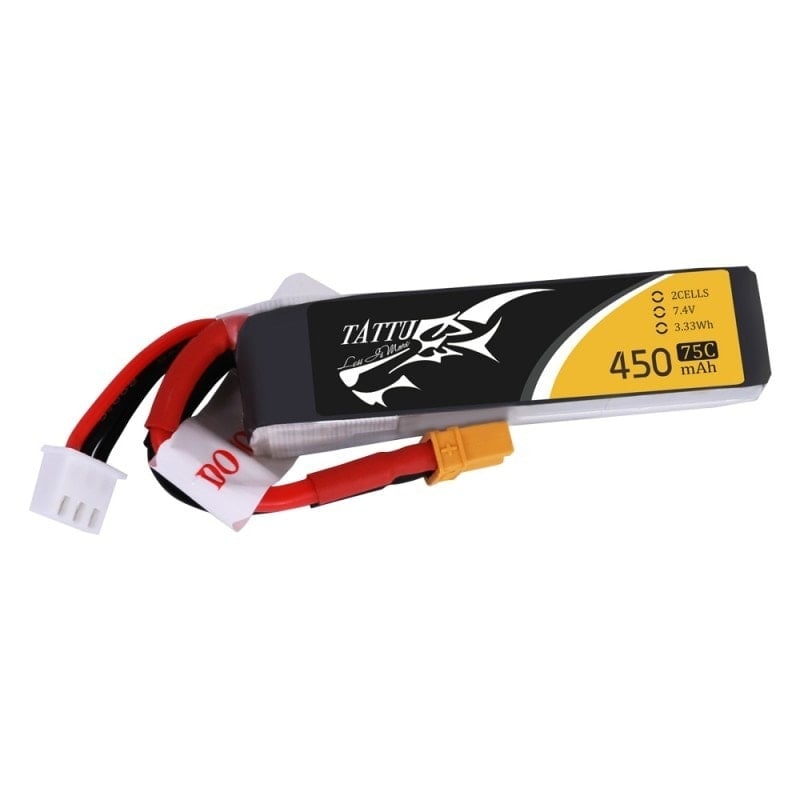 Tattu 450mAh 2S 75C 7.4V Lipo Battery Pack (XT30) BetaFPV