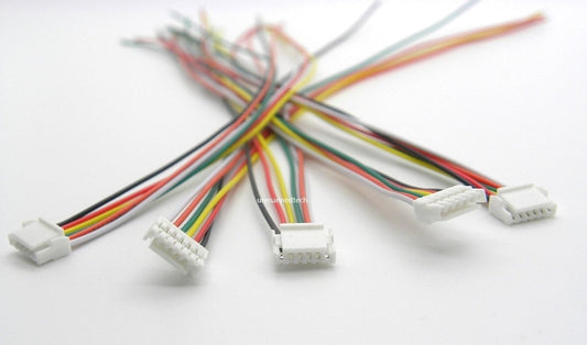 6 pin male JST GH1.25 connectors 20cm (Pixhack cables) - Pack of 5