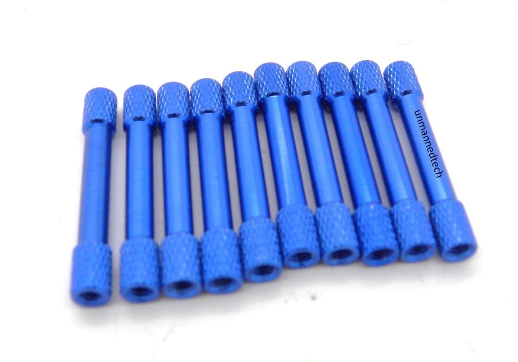 M3x35 Coloured Knurled Aluminium Standoffs (Pack of 10)