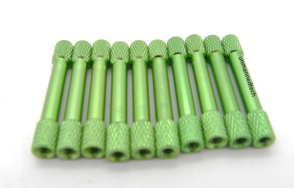 M3x35 Coloured Knurled Aluminium Standoffs (Pack of 10)