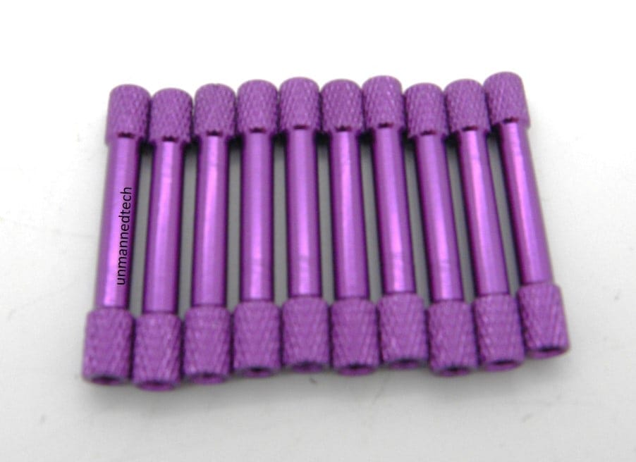 M3x35 Coloured Knurled Aluminium Standoffs (Pack of 10)