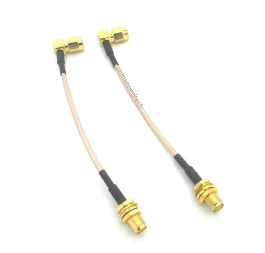 90 Degree SMA Male to SMA Female Pigtail Extension Cable (Pack of 2)