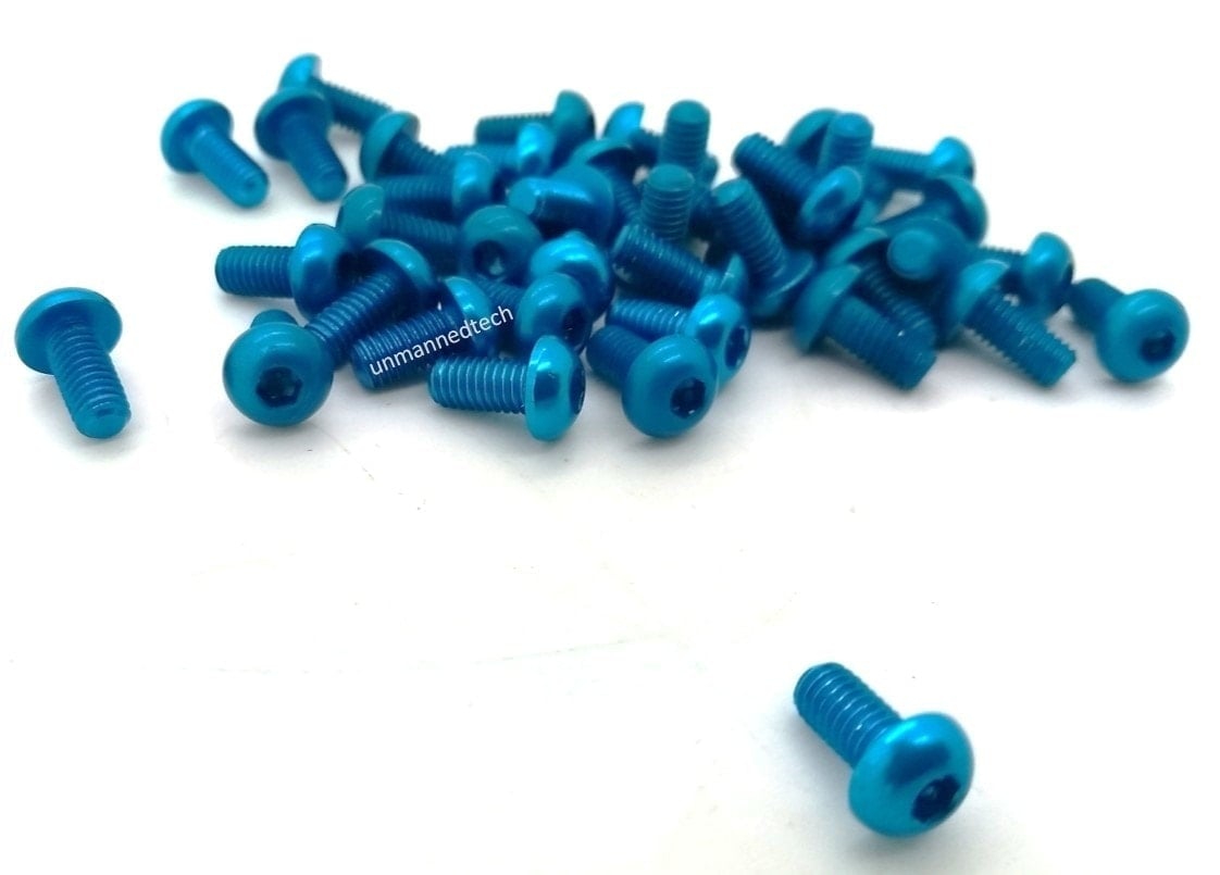 DroneBuildr Coloured 6061 Aluminium M3 Button Head Screw Pack (10pcs)