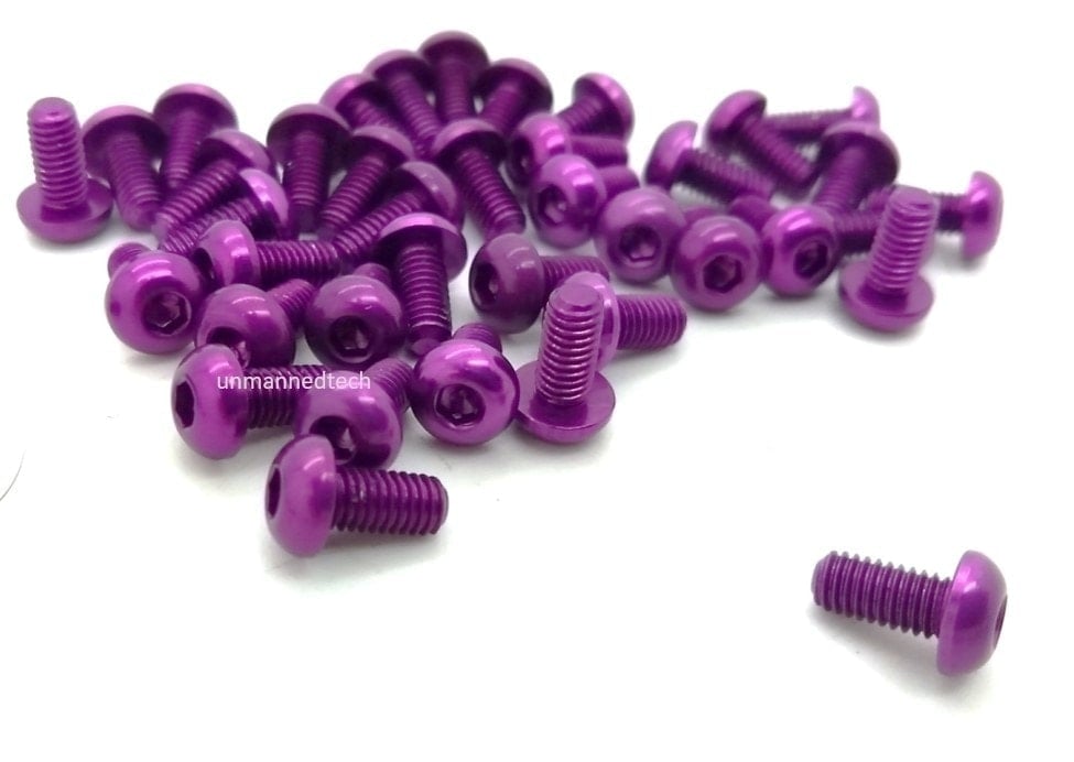 DroneBuildr Coloured 6061 Aluminium M3 Button Head Screw Pack (10pcs)