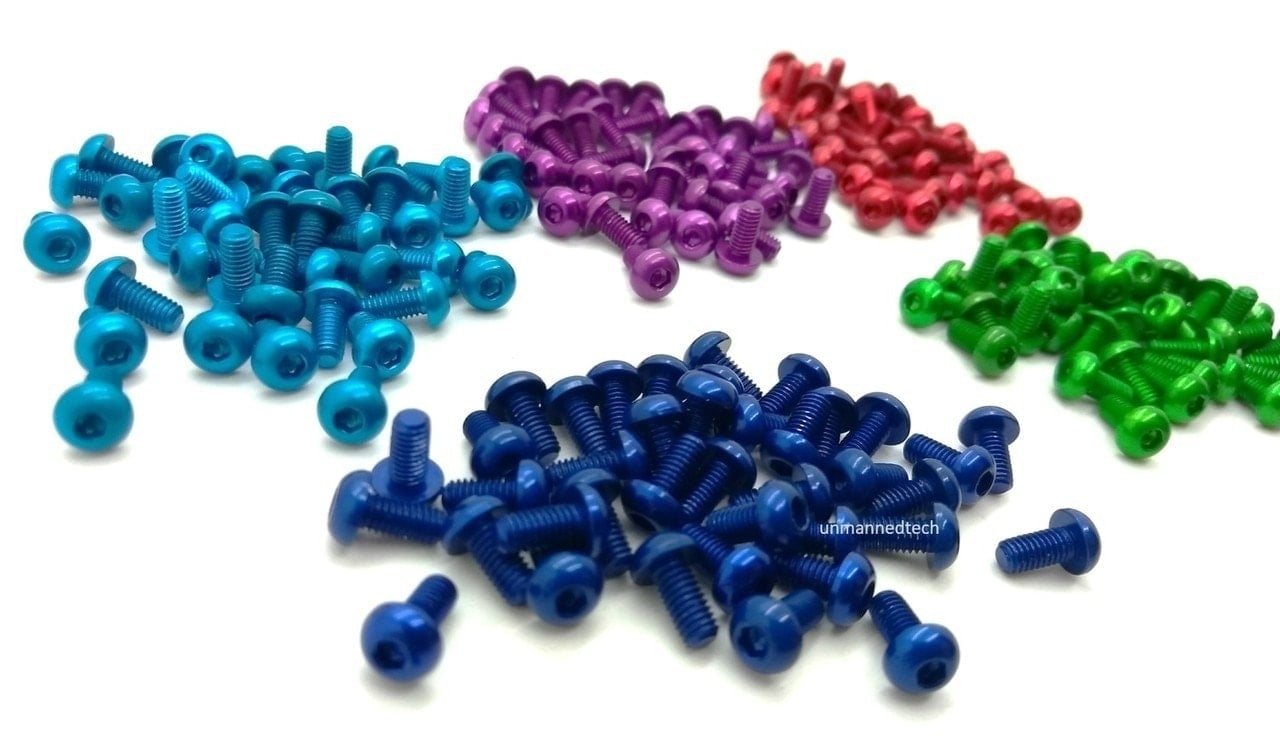 DroneBuildr Coloured 6061 Aluminium M3 Button Head Screw Pack (10pcs)