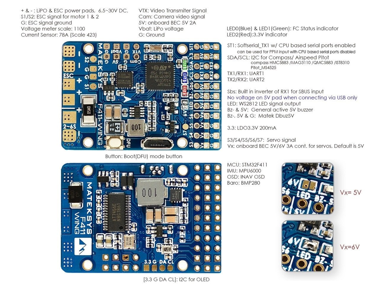 Matek F411 Wing Flight Controller