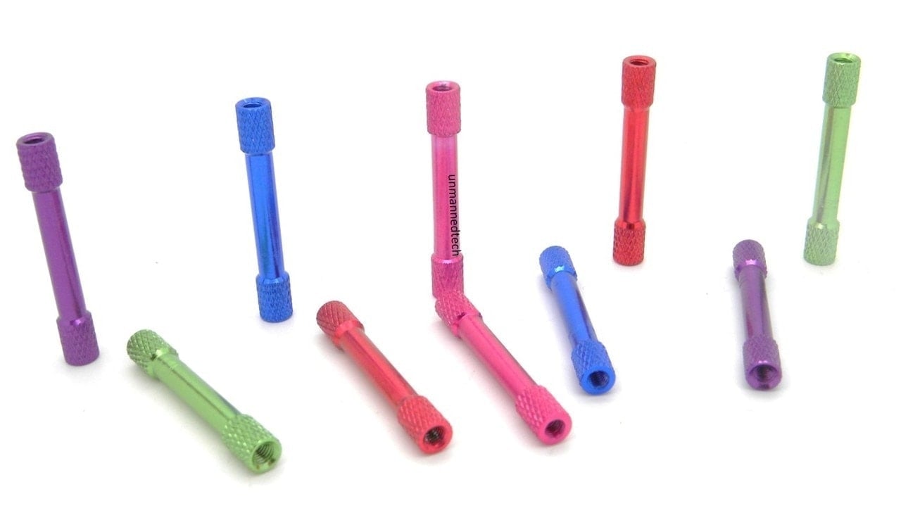 M3x35 Coloured Knurled Aluminium Standoffs (Pack of 10)