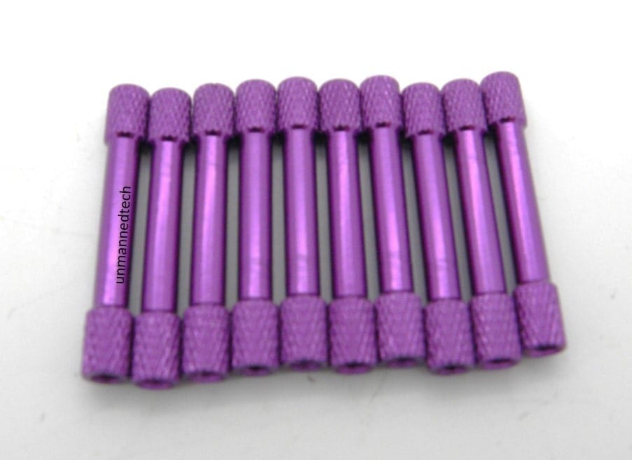 M3x35 Coloured Knurled Aluminium Standoffs (Pack of 10)