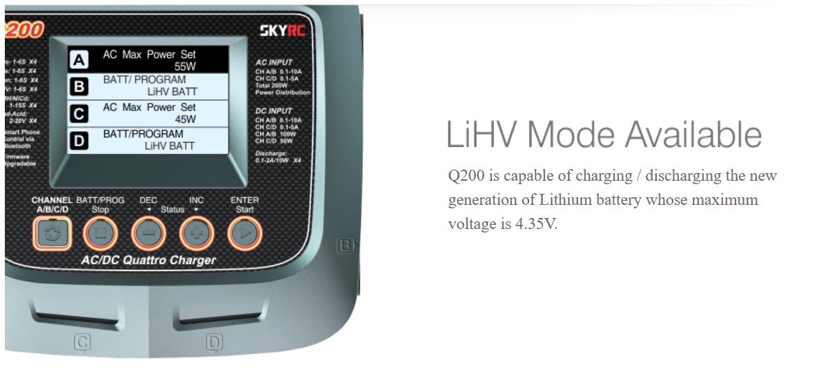 SkyRC Q200 AC/ DC Quattro Balance Charger / Discharger
