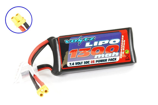 Voltz 1300mAh 2S 7.4V 30C Lipo Battery (XT30)