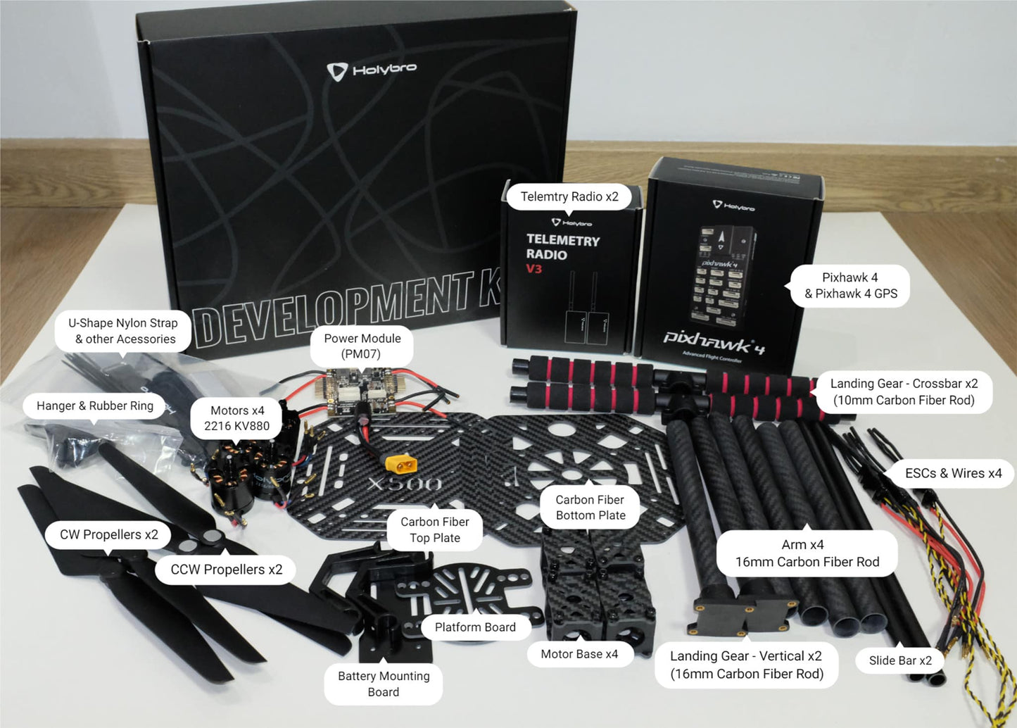 Holybro X500 Hacker Drone Kit /w Pix32 V5, 433Mhz Telemetry