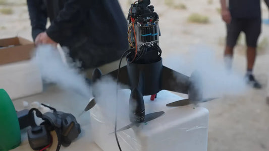 The Peregrine drone flying at speed with the Supernova 3220 motors.