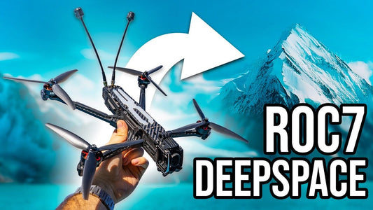 The DeepSpace ROC7 long-range FPV drone on a wooden table.