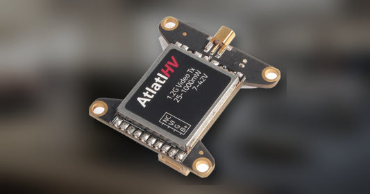Holybro Atlatl HV V2 1.2GHz VTX on an RF electronics workbench
