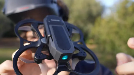 Front close-up of BetaFPV Aquila20 HD micro quad showing front camera and ducted prop guards