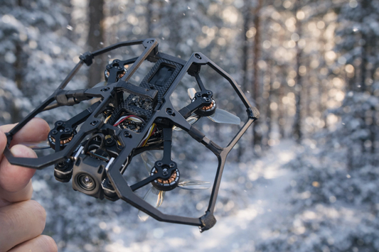 AstroRC Carbonfly 80 pocket drone on a dark background