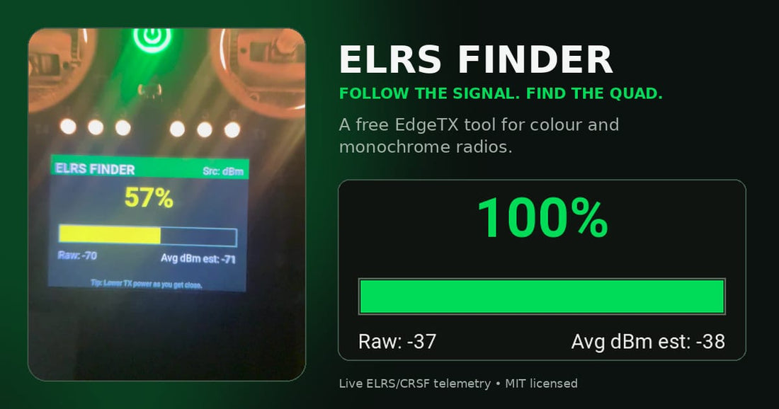ELRS Finder interface showing signal strength tracking