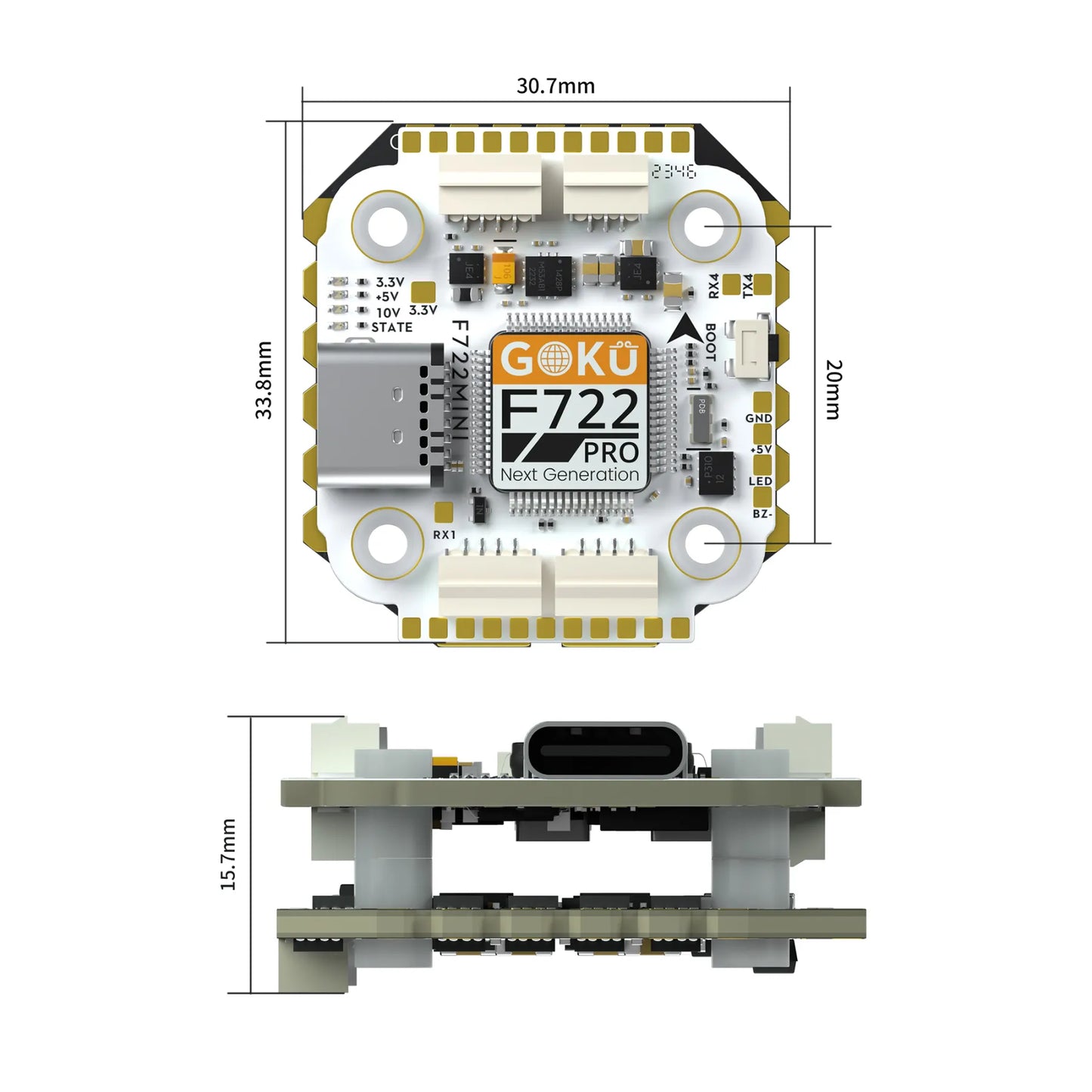Flywoo GOKU F722 Pro Mini V2 45A 32Bit 128K 20X20 Stack
